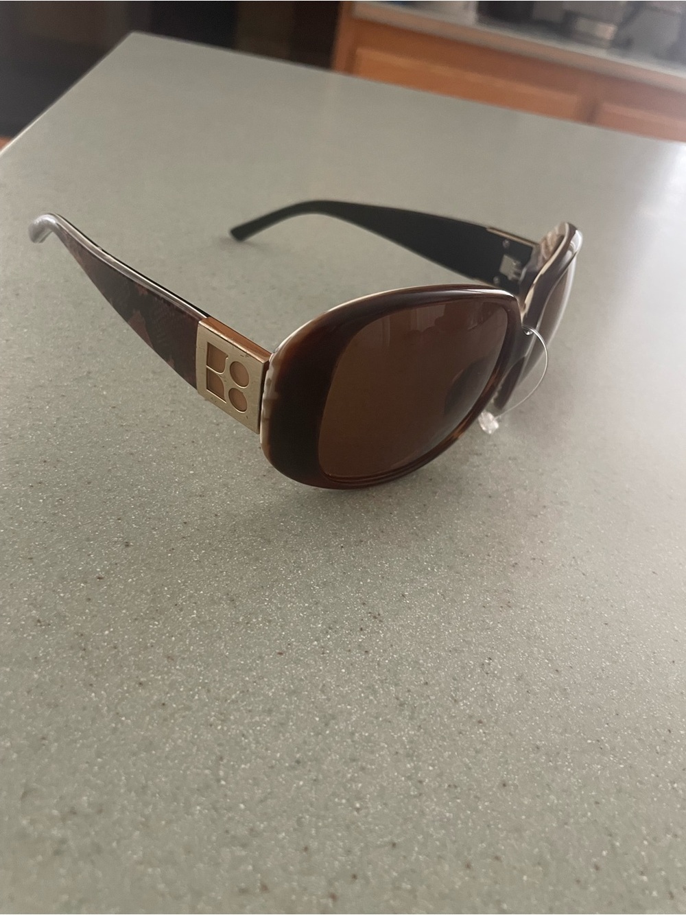 kate spade Brown Oversized Oval Sunglasses with Gold Accents - Picture 2 of 9